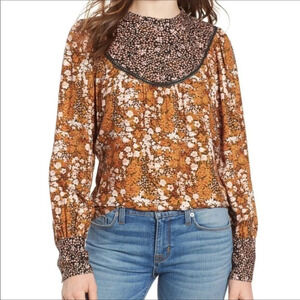 Hinge Nordstrom Boho Mixed Print Blouse Top Shirt